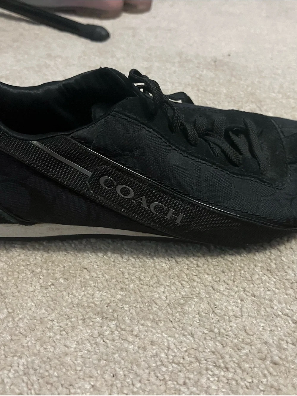 Coach Women’s Black Signature Logo Lace-Up Sneakers
